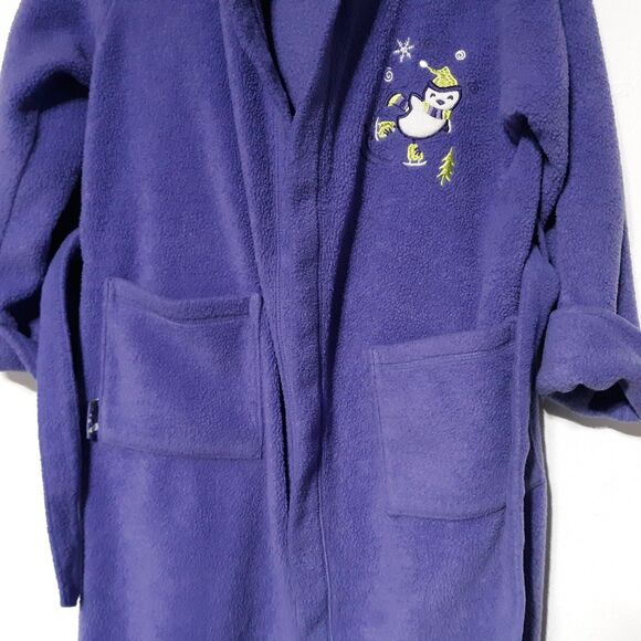 Childrens Place Girls Robe Purple Penguin Medium 7/8 Sleepwear Fleece Pajamas - Picture 3 of 12